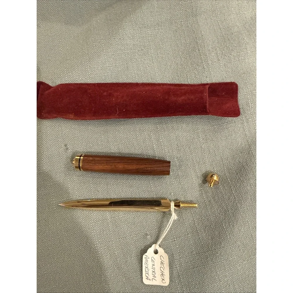 Vintage Wooden Handle Brass Letter Opener Desk Mail Knife